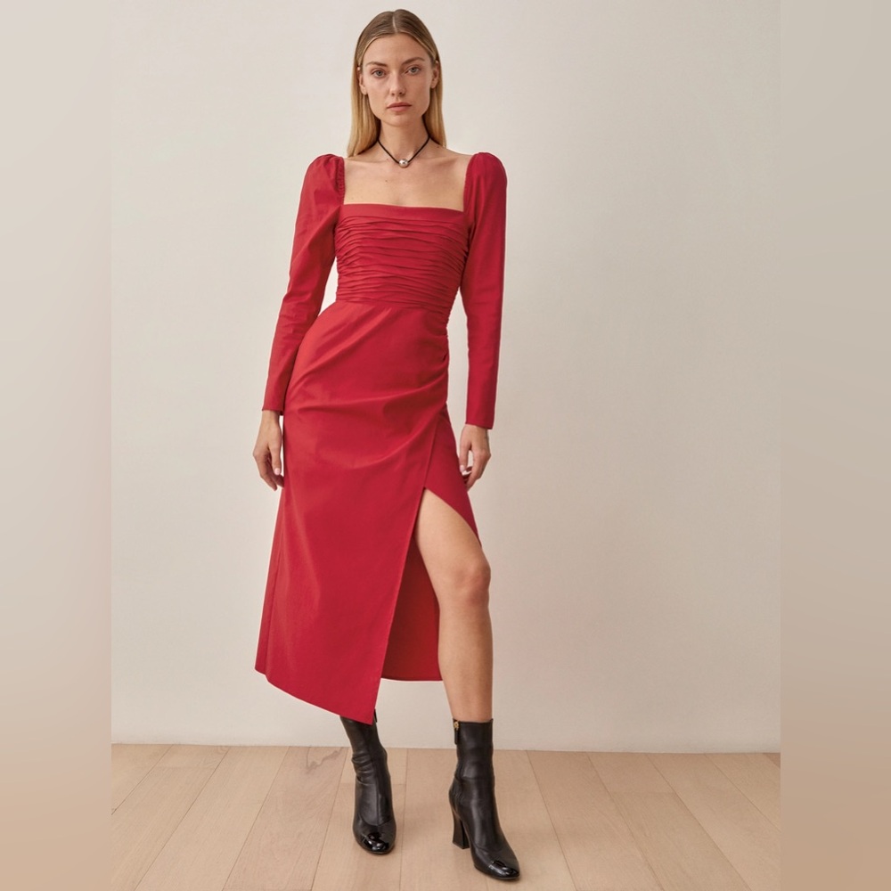 Reformation Isaac Dress in Cherry